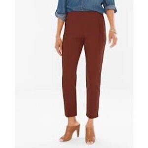 Chico's Women's Size 2 (12-14) L Red Ponte Knit Juliet Ankle Faux Pocket Pants